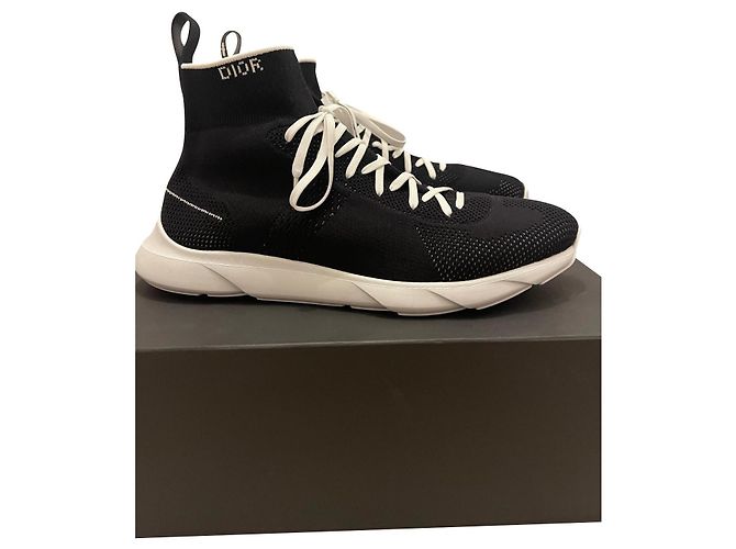 Dior Black Cloth High Top Sneakers