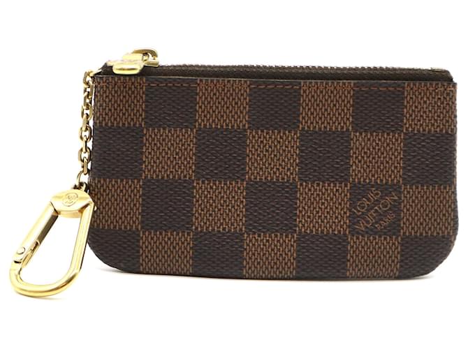 Louis Vuitton Damier Ebene Key Cles Zippy Coin Case Brown Leather  ref.528738