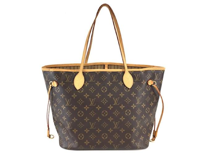 Louis Vuitton Neverfull MM Monogram Canvas Brown Leather  ref.528745