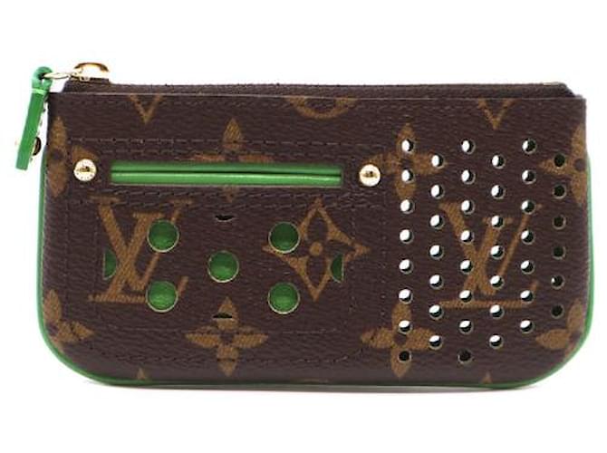Louis Vuitton Monogram Perforierte Key Cles Zippy Wallet Braun Leder  ref.528758