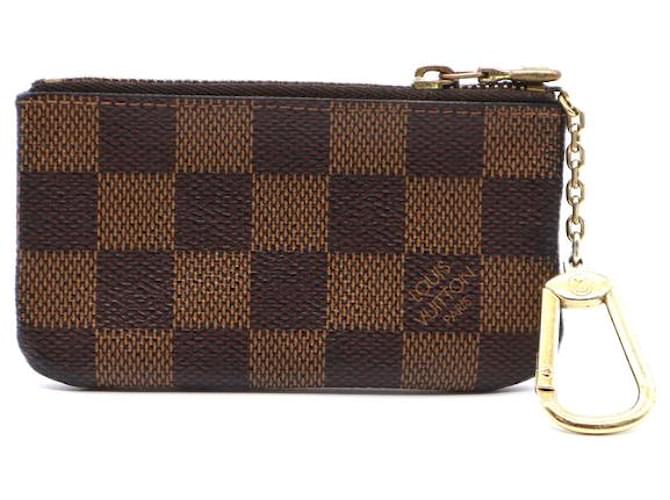 Louis Vuitton Damier Ebene Key Cles Zippy Coin Case Brown Leather  ref.528759