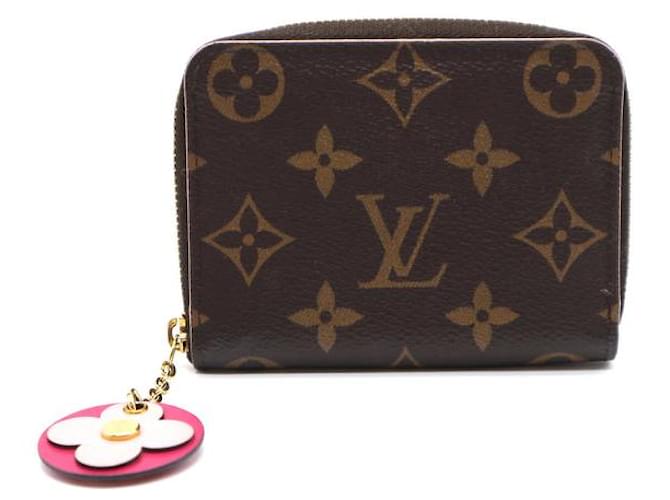 Carteira Louis Vuitton Monogram Flower Square Zip Around Marrom Couro  ref.528760