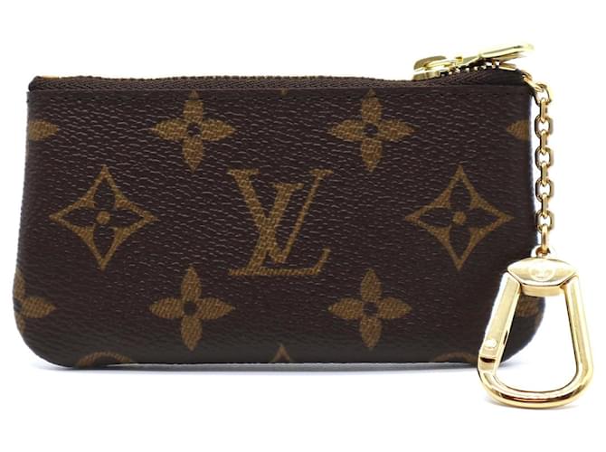 Louis Vuitton Monogram Key Cles Zippy Münzetui Braun Leder  ref.528764