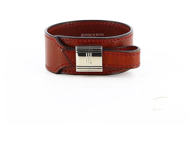 Bracelet en cuir rouge Hermès Bordeaux  ref.528796