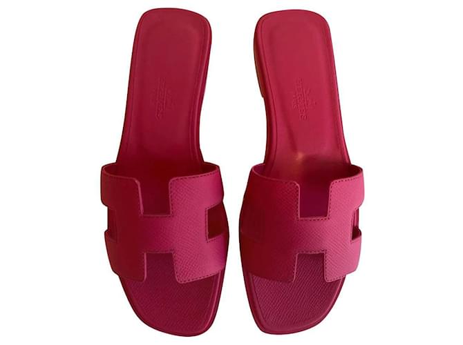 Oran Hermès Sandals Pink Leather  ref.528984