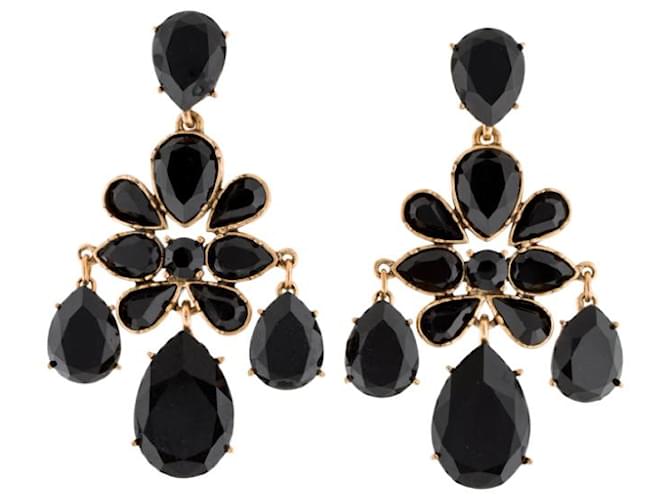Oscar de la Renta chandelier earrings Black Gold-plated  ref.528996