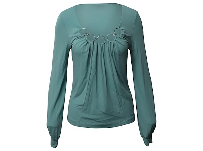 Escada Longsleeve Top with Hoop Detail in Blue Rayon Cellulose fibre  ref.529155