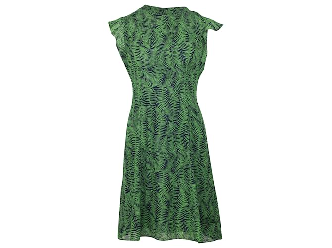 Michael Kors Fern Print Midi Dress in Green Polyester  ref.529157