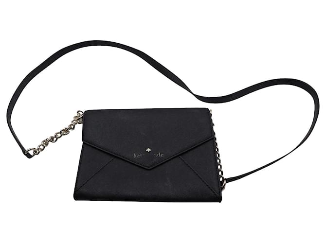 Kate Spade Envelope Bag on Chain in Black Leather