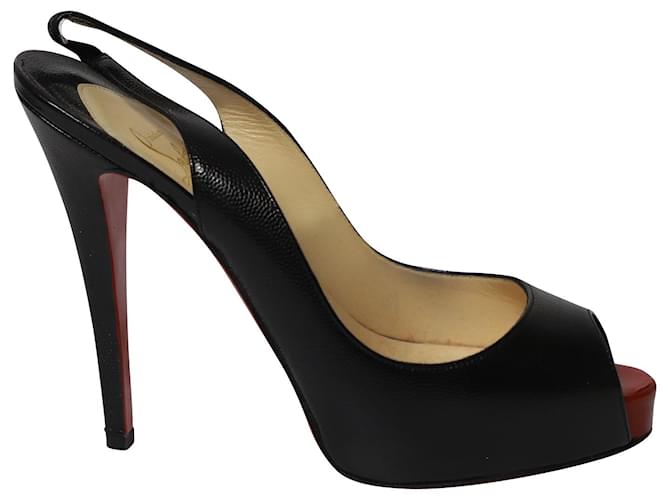 Christian Louboutin New Prive 120 Sandali Slingback in Pelle Nera Nero  ref.529182