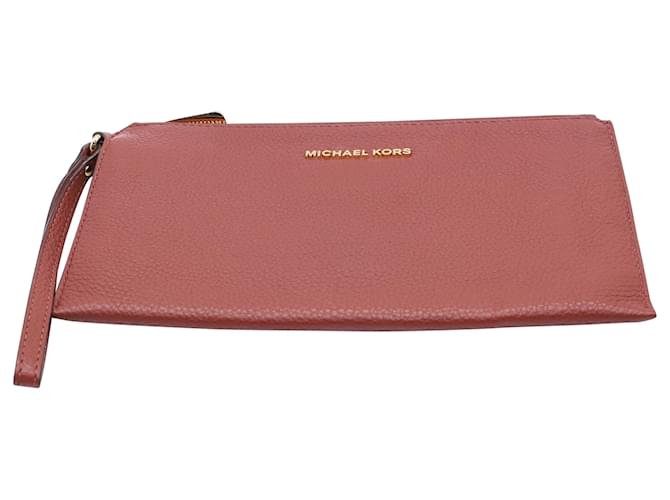 Michael Kors Wristlet Pouch in Pink Leather  Brown  ref.529209