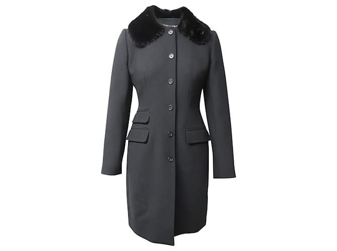Dolce & Gabbana Faux Fur Coat in Black Polyester  ref.529234