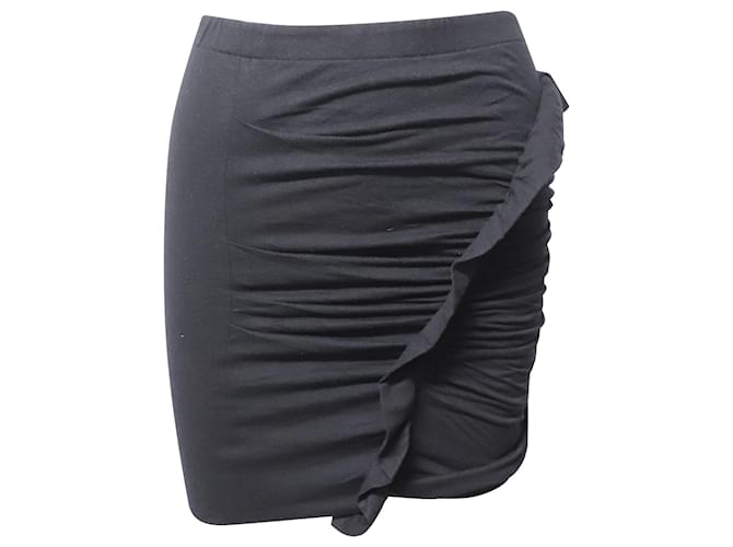 Mini jupe froncée Iro Oda en viscose noire Fibre de cellulose  ref.529239