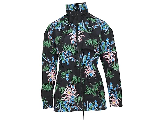 Kenzo Sea Lily Printed Hooded Jacket in Black Polyester  ref.529260