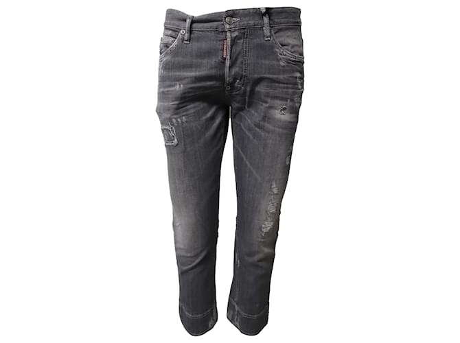 Dsquared2 Jeans cropped effetto consumato in cotone grigio  ref.529269