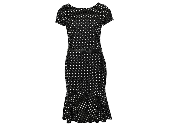 Ganni Polka Dot Kleid aus schwarzer Viskose Zellulosefaser  ref.529278