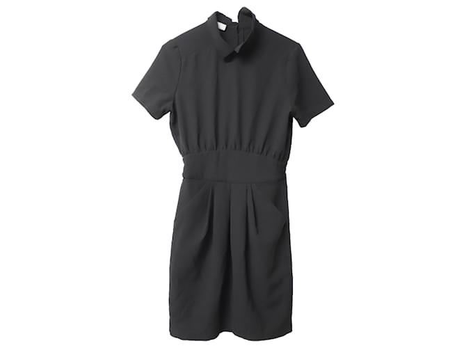 Ganni Collared Mini Dress in Black Nylon Polyamide  ref.529301