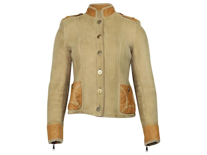 Emporio Armani Shearling Jacket in Beige Suede  ref.529304