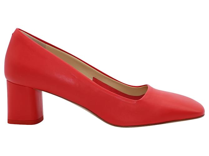 Zapatos de salón Aeyde Meghan con punta cuadrada en piel de becerro roja Cuero  ref.529317