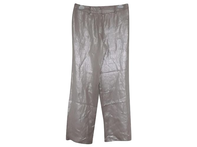 Gerard Darel Calça de linho prata cintura alta