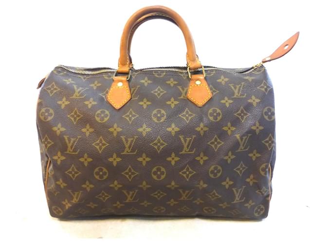 Louis Vuitton Speedy 35 Monogram Brown Leather  ref.529429