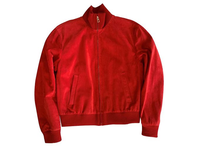 Loewe Red suede bomber jacket
