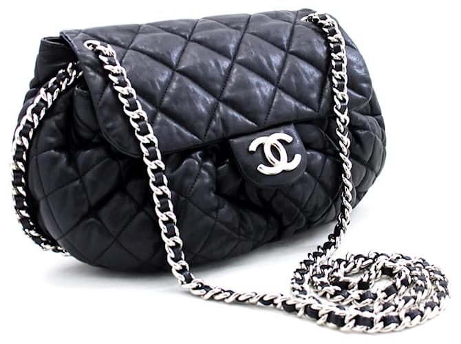 CHANEL Chain Around Shoulder Bag Crossbody Black calf leather Leather  ref.529692
