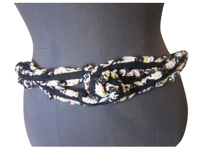 Cinturón Chanel de cuerda negro 80 cm