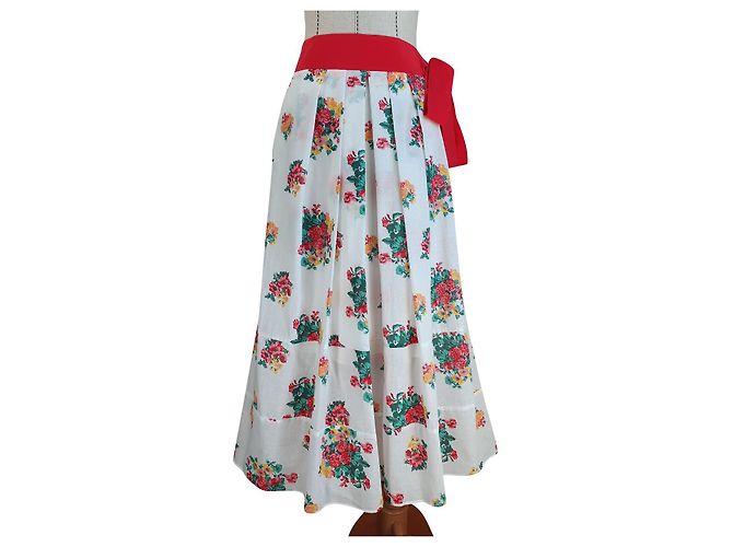 Falda floral 120% LINO de algodón Talla 44 Multicolor