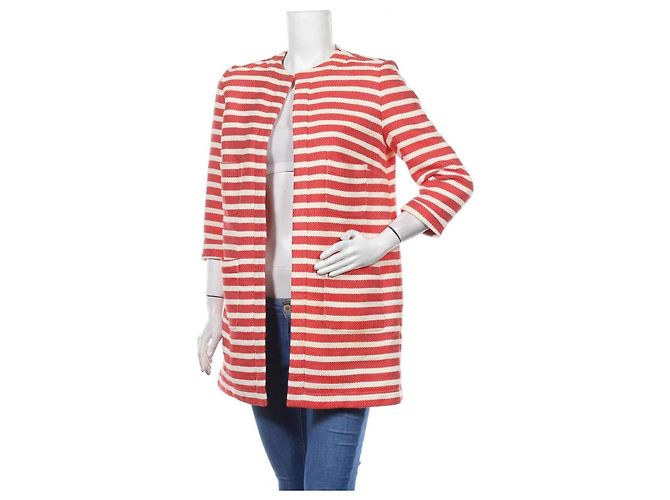 Blazer a righe 0039 rosso ed ecru in cotone