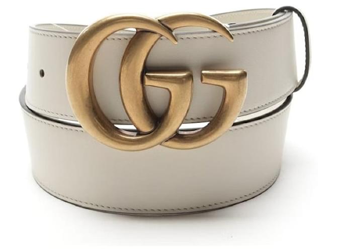 Gucci CEINTURE EN CUIR AVEC BOUCLE GG Blanc  ref.529865