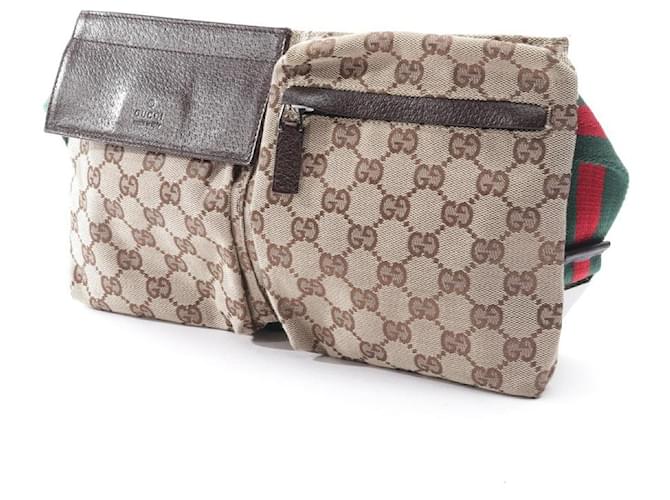 Gucci GG canvas belt bag Brown Cloth  ref.529944