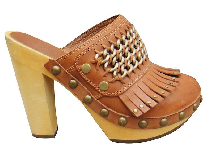 Ash Souk clogs leather and wood light brown size 36