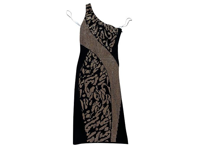 Versace Kleid Schwarz Viscose mit Kristallen