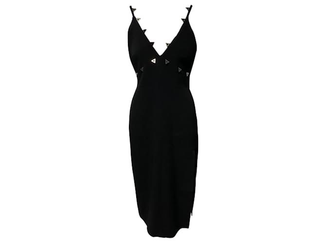 Autre Marque Vestido adornado con escote bajo en acetato negro de David Koma Fibra de celulosa  ref.529971