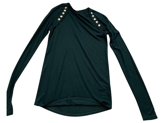 Top Balmain Verde de Viscosa con Botones Dorados