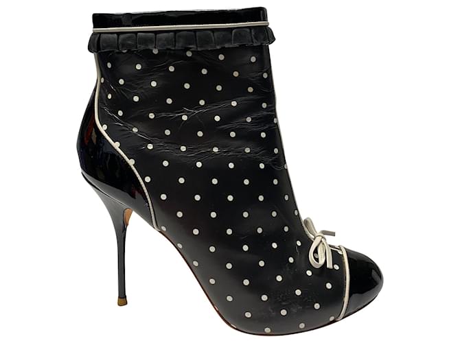 Sophia Webster Dora Polkadot Ankle Boots in Black Leather  ref.529991