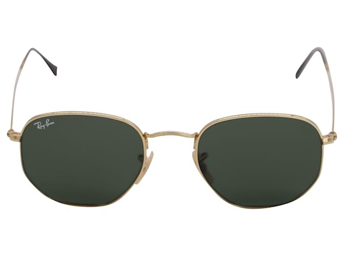 Ray-Ban Ray Ban Hexagonal Flat Sunglasses in Green and Gold Metal  ref.530007