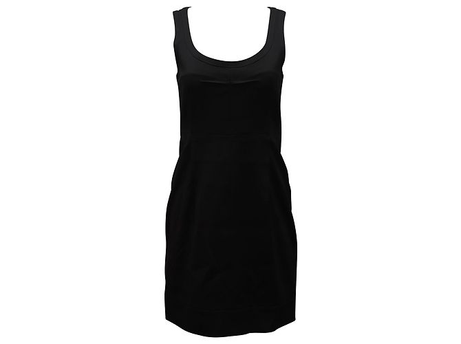 Vestido justo com decote Theory em lã preta Preto