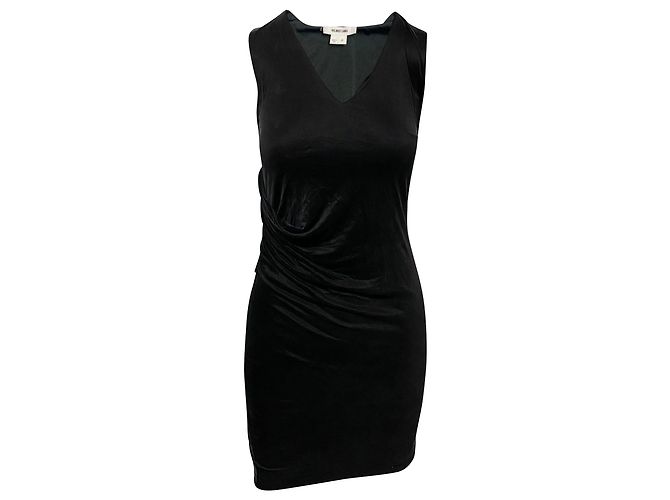 Vestido sem mangas drapeado Helmut Lang em Cupro preto
