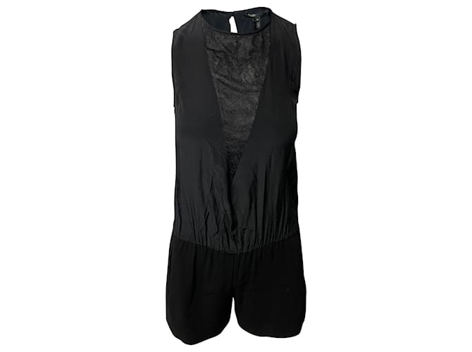Maje Jumpsuit with V-neck Detail in Black Silk  ref.530042