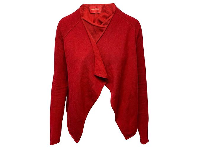 Zadig & Voltaire Cardigan mit offener Vorderseite aus roter Wolle