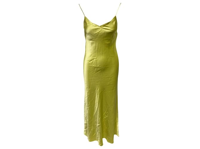 Autre Marque Galvan London Vestido Slip com decote em V em Triacetato Verde Sintético  ref.530056