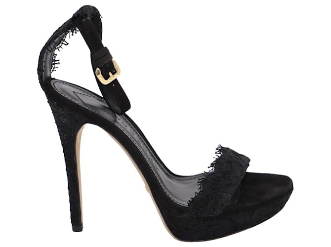 Burberry Polesden 120 Platform Sandals with Lace in Black Suede  ref.530061