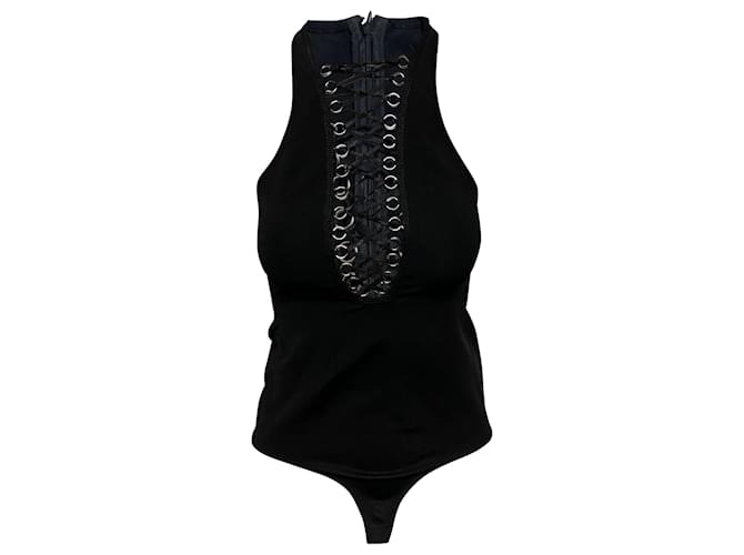 Body à lacets Givenchy en viscose noire Fibre de cellulose  ref.530066