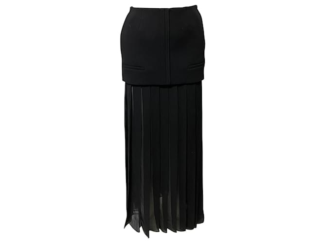 Falda larga plisada Vera Wang en acetato negro Fibra de celulosa  ref.530090