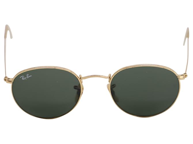 Ray-Ban Runde Sonnenbrille von Ray Ban aus grünem und goldenem Metall Schwarz  ref.530101