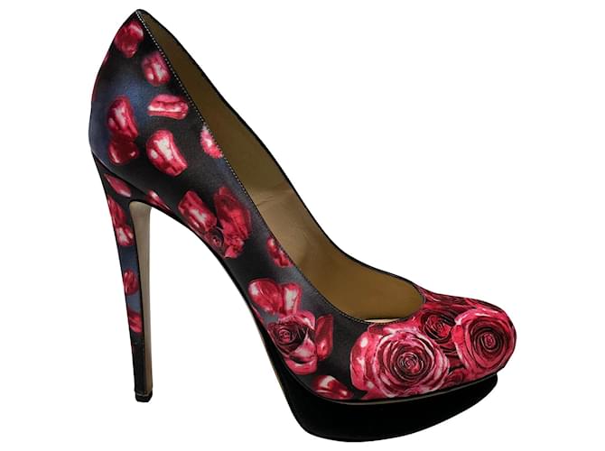 Zapatos de Salón con Estampado de Rosas de Nicholas Kirkwood en Cuero Satinado Multicolor  ref.530111