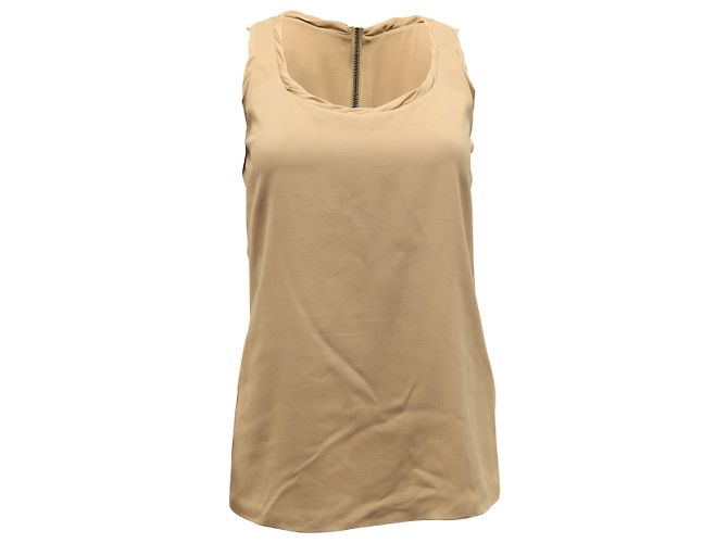 Burberry Blusa sem mangas em seda bege Marrom Carne