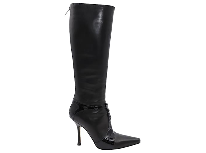 Jimmy Choo Point Toe Boots in Black Leather  ref.530122
